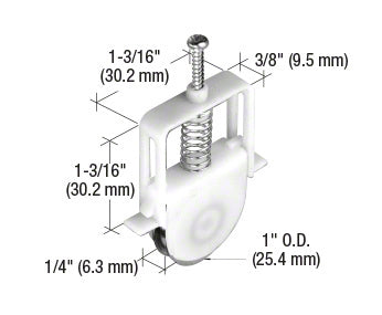 CRL 1" Steel Ball Bearing Sliding Screen Door Roller for Columbia Doors