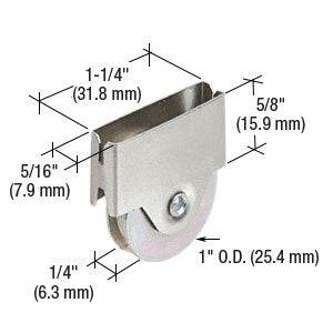 CRL 1" Steel Ball Bearing Center Groove Sliding Screen Door Bottom Roller