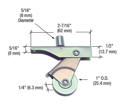 CRL 1" Steel Center Groove Sliding Screen Door Roller used on Bay-Mill Doors