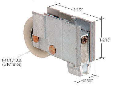 CRL 1-11/16" Nylon Ball Bearing Sliding Glass Door Roller with 31/32" Wide Housing- Alcan Doors