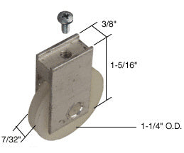 CRL 1-1/4" Nylon Sliding Screen Door Bottom Roller for Daryl Doors