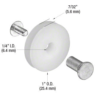 CRL 1" Nylon Sliding Screen Door Roller with Center Groove for Air Control Doors
