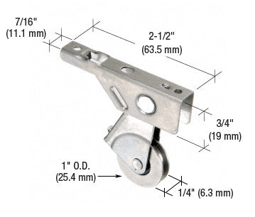 CRL 1" Stainless Steel Ball Bearing Center Groove Sliding Screen Door Roller with Top Adjustment Screw for Metal Industry