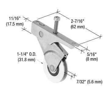 CRL 1-1/4" Stainless Steel Center Groove Sliding Screen Door Roller With Top Adjustment Screw for Bay-Mill Doors