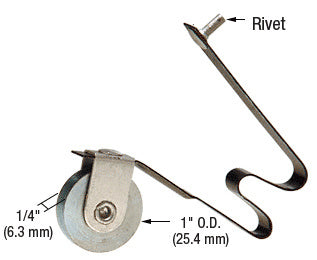 CRL 1" Steel Ball Bearing Sliding Screen Door Spring Tension Roller with Locator Pin
