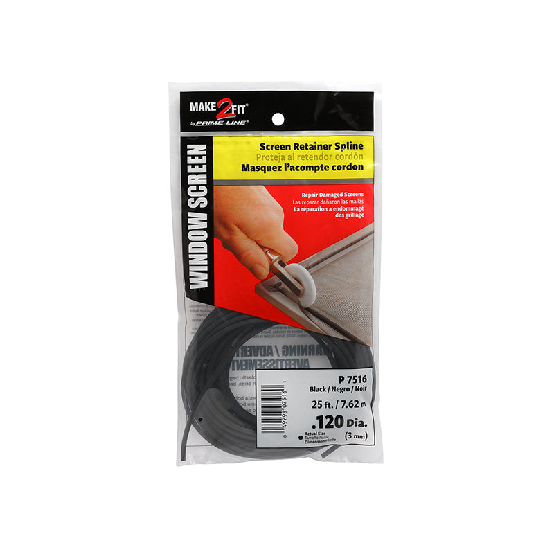 FHC 0.120" X 25 Foot - Black Spline (1 Roll)