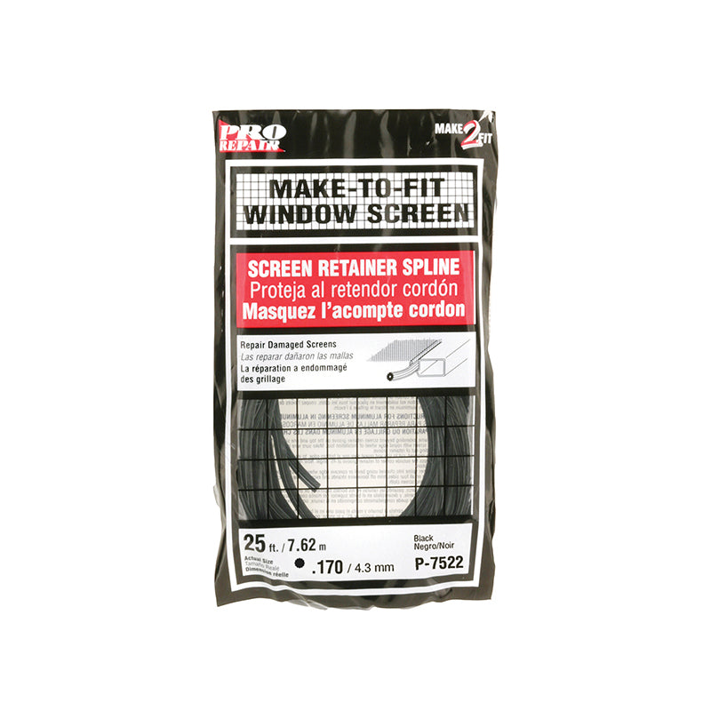 FHC Screen Retainer Spline - 0.170" - 25 Ft. - Black