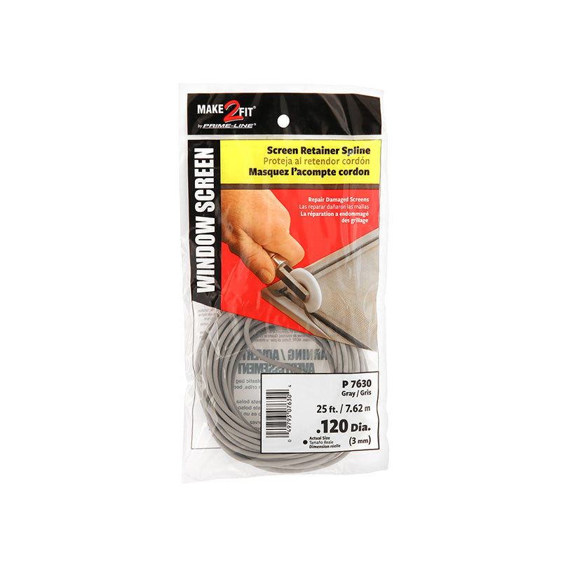 FHC 1/8" X 25 Foot - Gray Spline Roll (Single Pack)