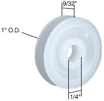 CRL 1" Nylon Sliding Screen Door Roller with Center Groove *DISCONTINUED*