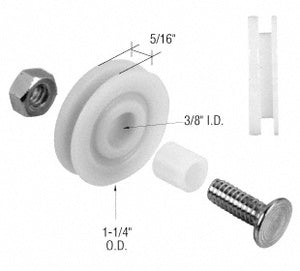 CRL 1-1/4" Nylon Sliding Screen Door Roller with Narrow Offset Center Groove *DISCONTINUED*