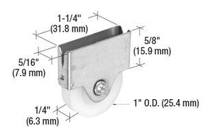 CRL 1" Nylon Center Groove Sliding Screen Door Bottom Roller *DISCONTINUED*