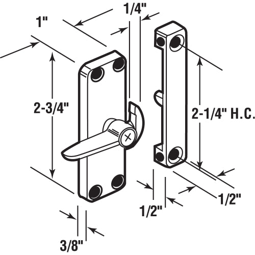 FHC Sliding Screen Door Latch Right Hand - Black