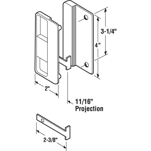 FHC Screen Door Latch & Pull Mortise Style - Black Plastic