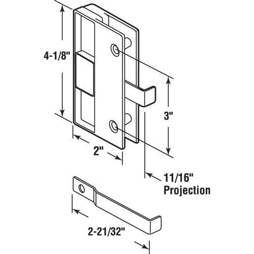FHC Sliding Screen Door Latch & Pull - Black Plastic - Columbia