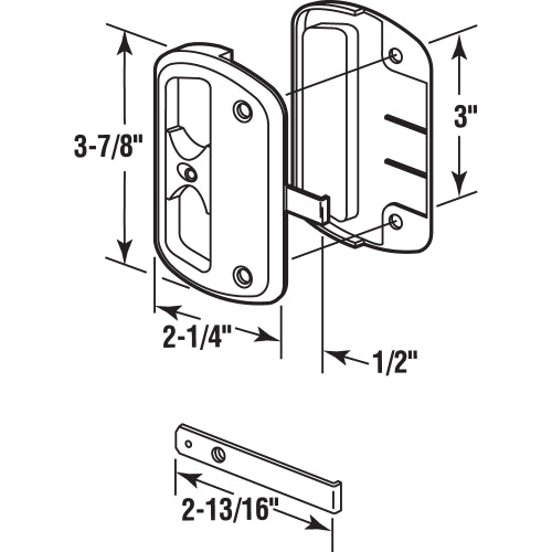 FHC Sliding Screen Door Latch & Pull With Screws - Black Plastic