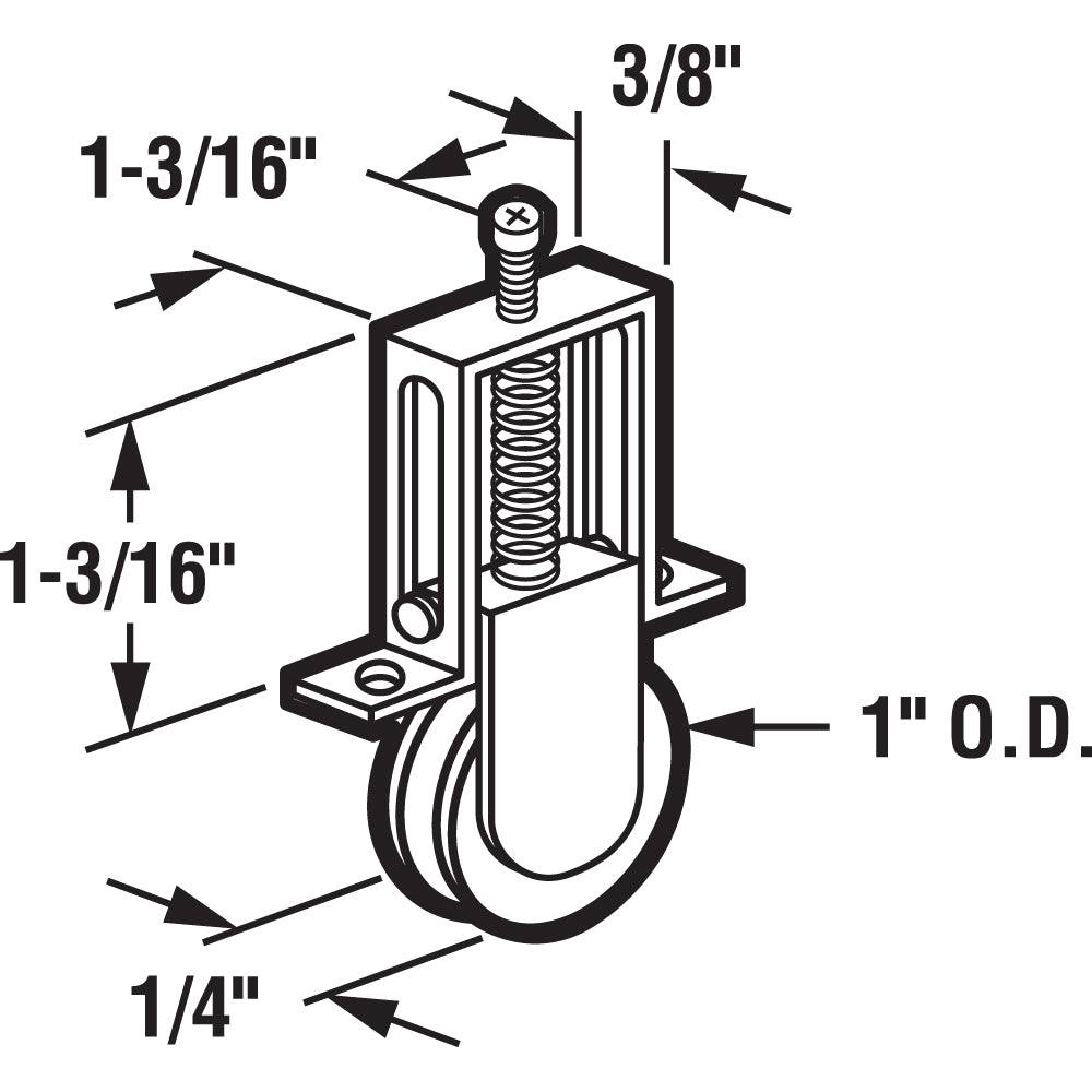 FHC Screen Door Roller Assembly 1" Nylon Wheel - Columbia