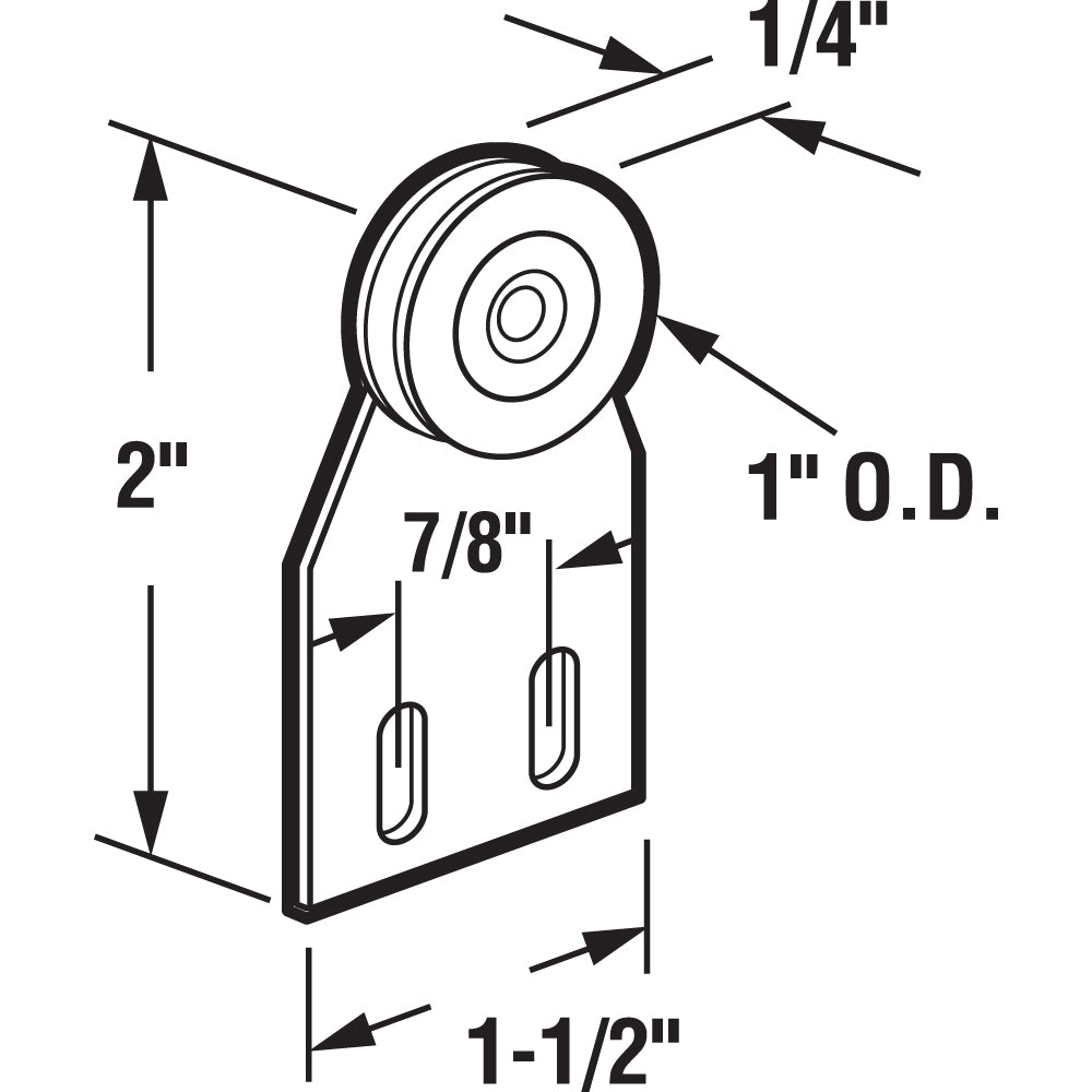 FHC Screen Door Roller Assembly 1" Steel Ball Bearing Wheel - Fullview