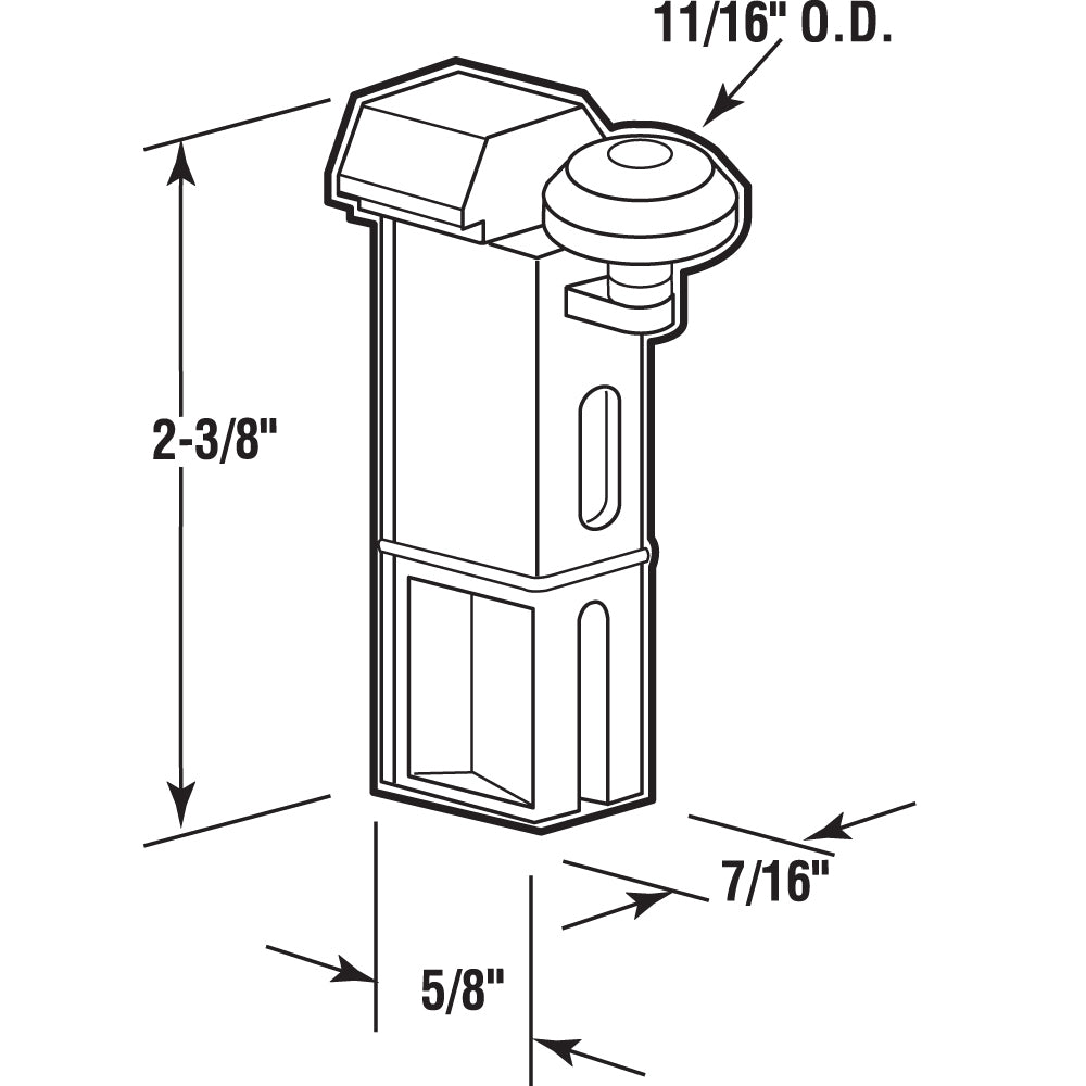 FHC Screen Door Roller Assembly 11/16" Nylon Top Hung - Hilite