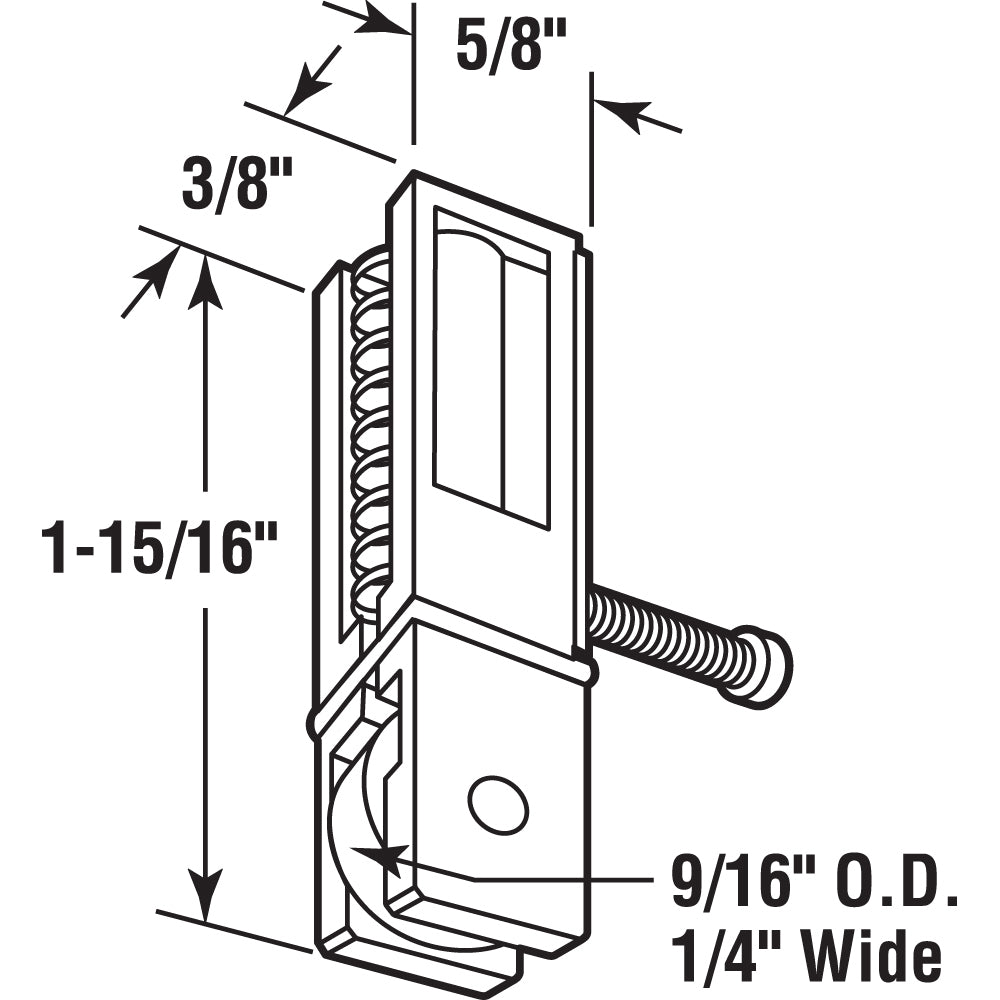 FHC Screen Door Roller Assembly Nylon Bottom Mount - Hilite