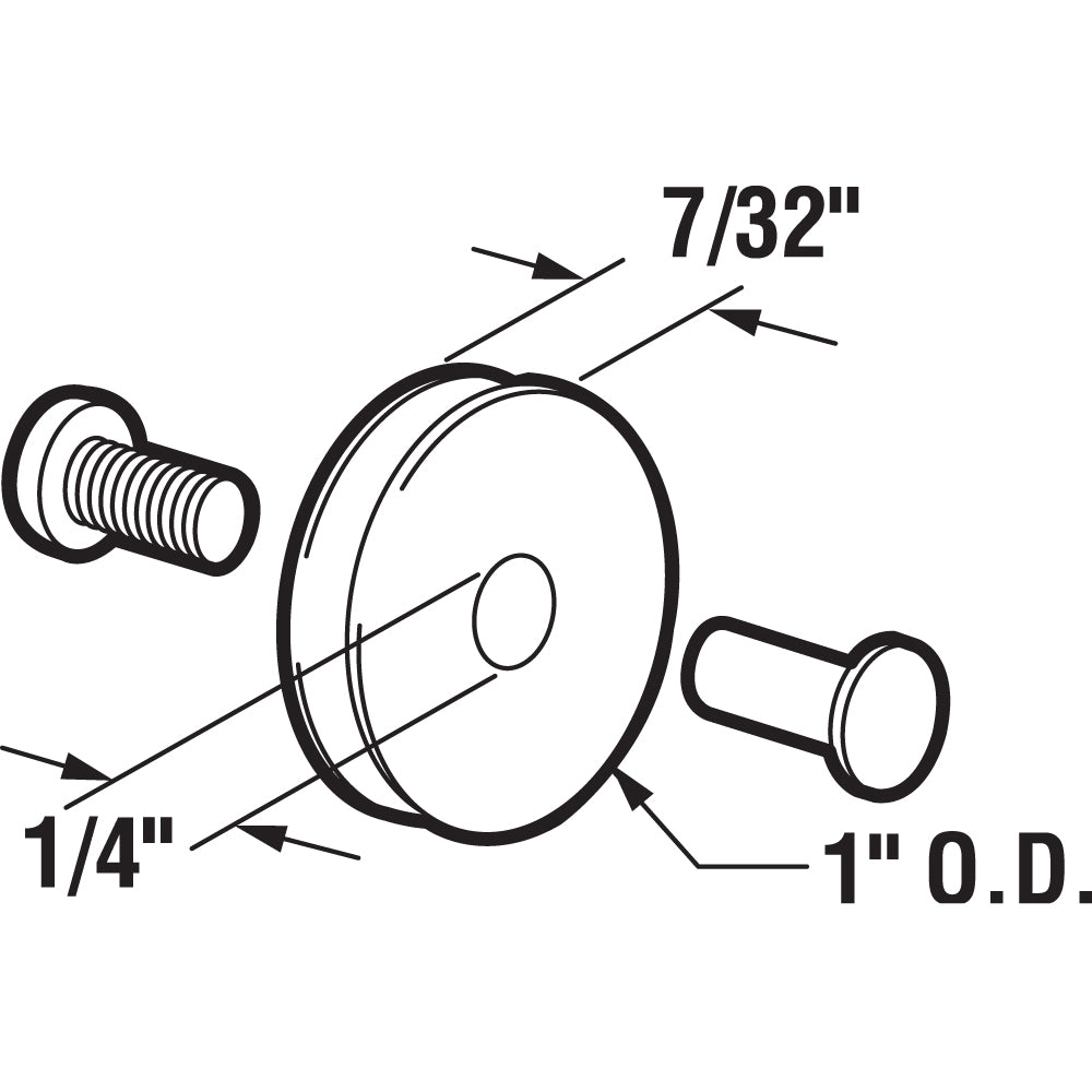 1" Nylon Screen Door Roller Assembly - Air Control - 2 Pack