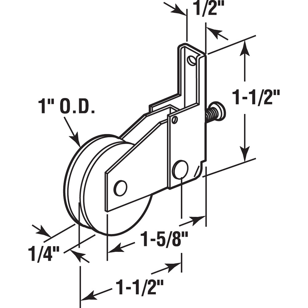 FHC Screen Door Roller Assembly 1" Nylon Ball Bearing Wheel - Crossly