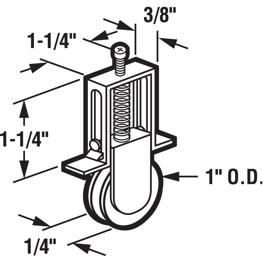 1" Steel Screen Door Tension Spring Steel Roller - Columbia - 2 Pack