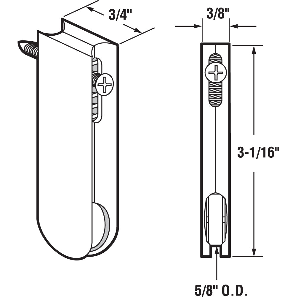 Screen Door Roller Assembly - 5/8" Nylon Roller