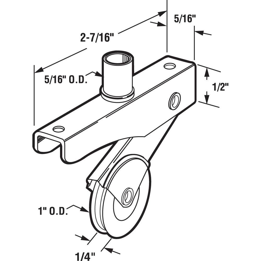 FHC Screen Door Roller Assembly 1" Steel Wheel