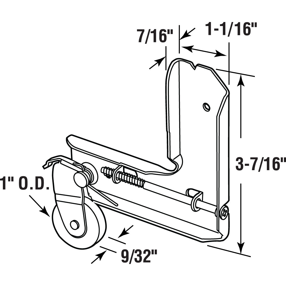 1" Steel Ball Bearing Roller Sliding Screen Door Roller Assembly