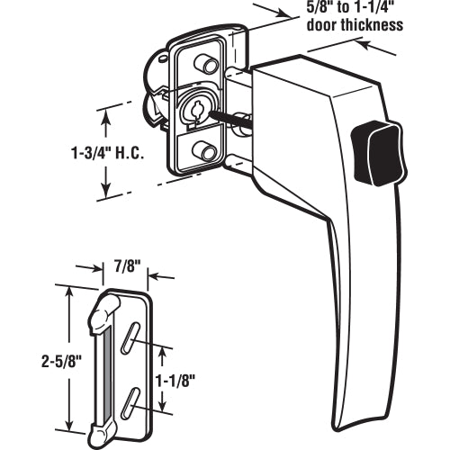 1-3/4" Diecast Construction - Aluminum Color - Storm Door Latch