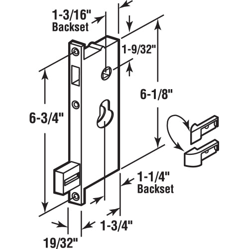 Security Screen Or Storm Door Mortise Lock - Heavy Duty - Non-Handed