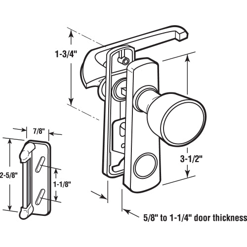 Tulip Knob Latch - 1-3/4" Mounting Holes - White