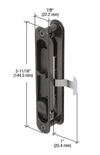 CRL Black Sliding Screen Door Latch and Pull with 5-11/16" Screw Holes