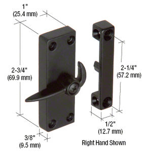 CRL Black Sliding Screen Door Latch and Strike With 2-1/4" Screw Holes *DISCONTINUED*