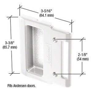 CRL White Plastic Sliding Screen Door Inside Pull with 2-1/8" Screw Holes for Andersen Doors *DISCONTINUED*