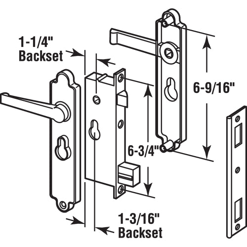 Security Screen Or Storm Door Lever Set - Lock Cylinder - Diecast - Black